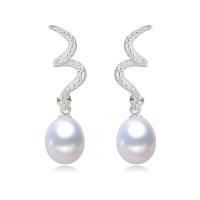 گوشواره مروارید پرورشی نقره طرح مار